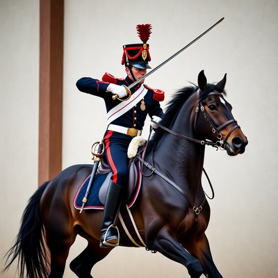 Horse and rider in display drill performance