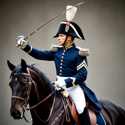 Soldier on horse with sword raised