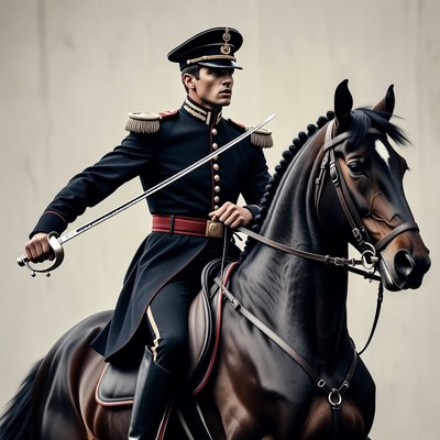 Man on horseback with sword