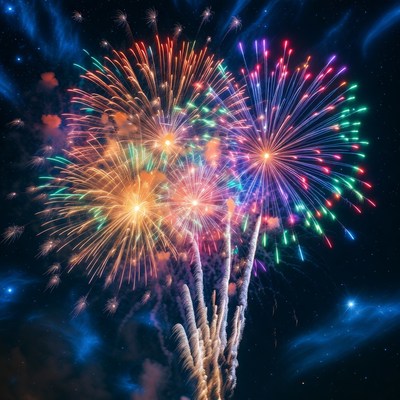 Fireworks display in night sky