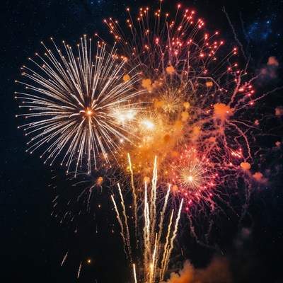 Fireworks display at night sky