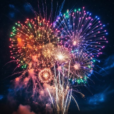 Fireworks display at night sky