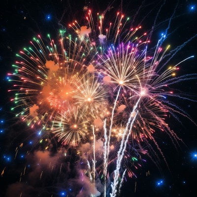 Fireworks light up night sky