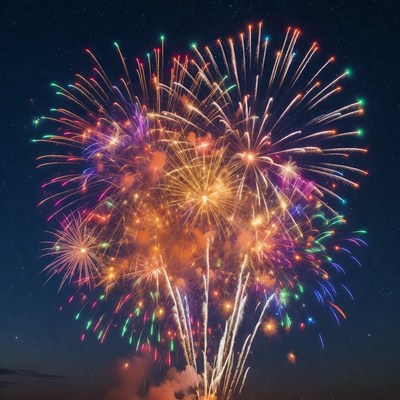 Fireworks display at night sky