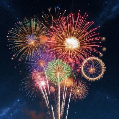 Celebration with colorful fireworks display