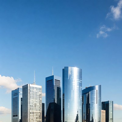 Skyscrapers under blue sky in city