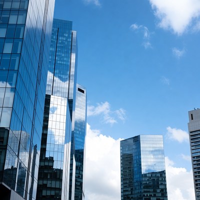 Modern buildings under blue sky