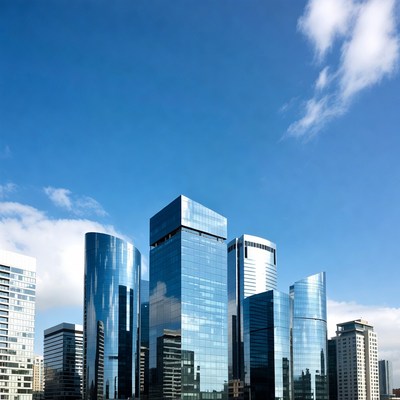 Skyscrapers under clear blue sky