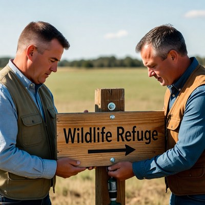 Setting up a wildlife refuge sign