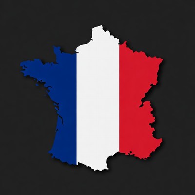 Map of france with colors of the flag