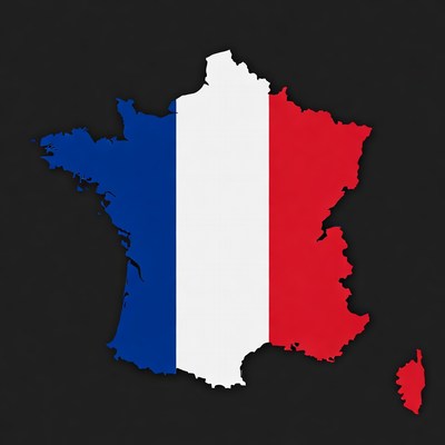 France outline with colors displayed