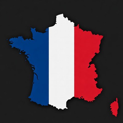 Map of france with flag colors