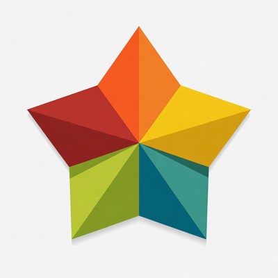 Colorful star shape design with five points