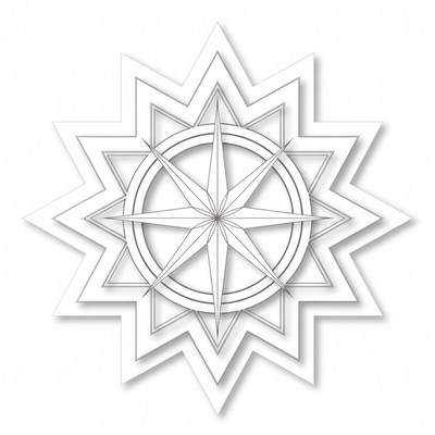 Compass rose with star design