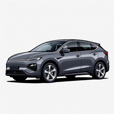 Gray suv parked on white background