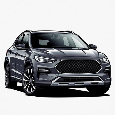 Modern gray suv parked on street