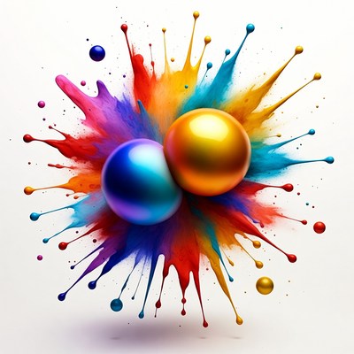Colorful paint splash with spheres