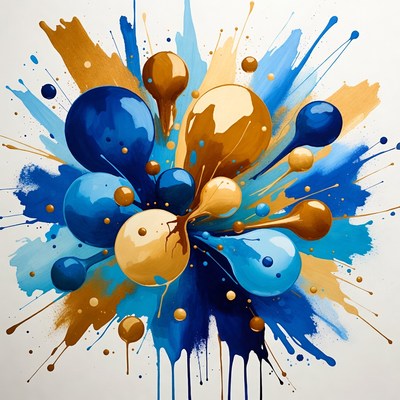 Colorful art piece with paint splashes