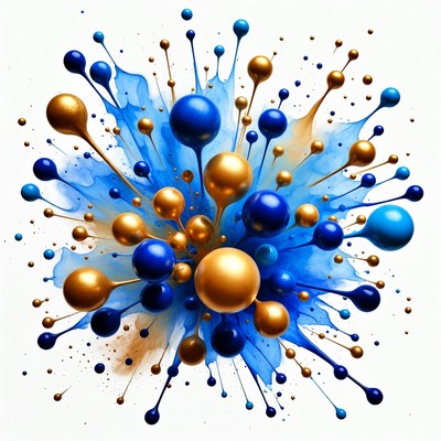 Colorful splash of paint with balls