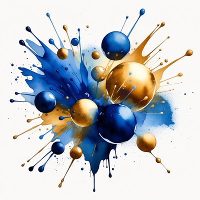 Colorful paint splash with spheres