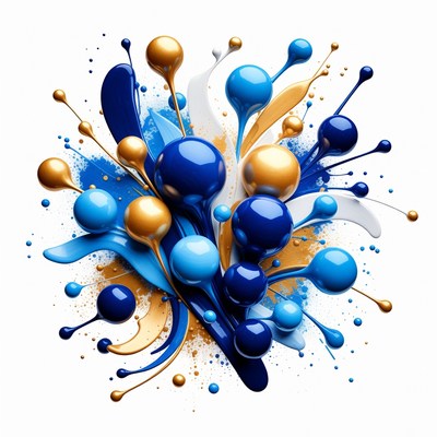 Colorful splash of paint and shapes