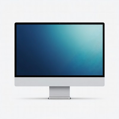 Computer monitor with blue background