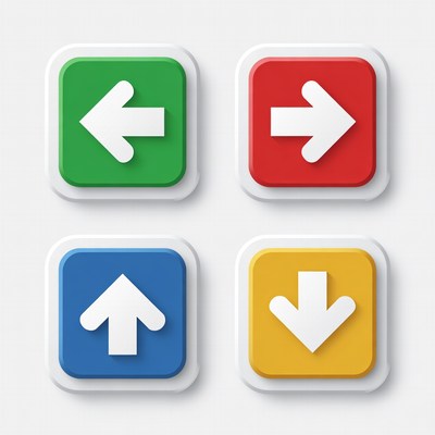 Directional buttons in bright colors
