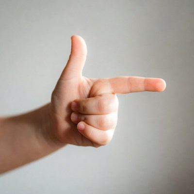 Hand gesture pointing to the right