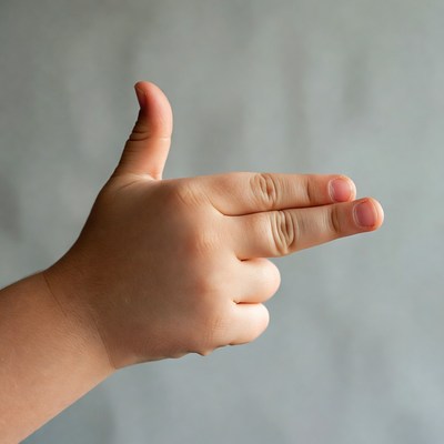 Hand gesture simulating a gun