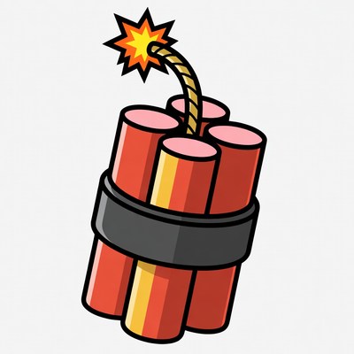 Dynamite stick with fuse