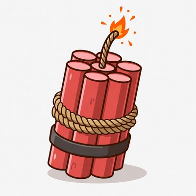 Dynamite bundle with lit fuse