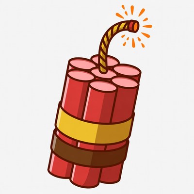 Cartoon dynamite with fuse and spark