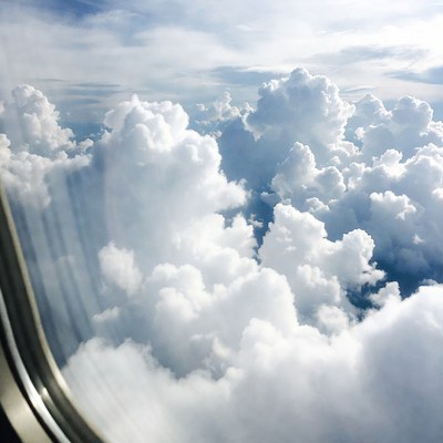 Clouds seen from airplane window