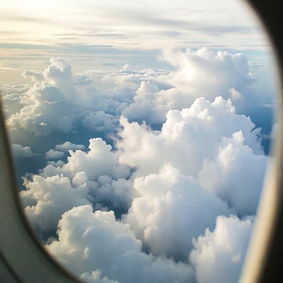 Clouds seen from airplane window