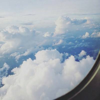 View of clouds from airplane window