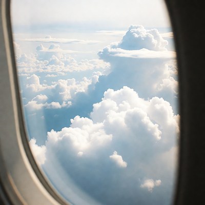 View from an airplane window during flight
