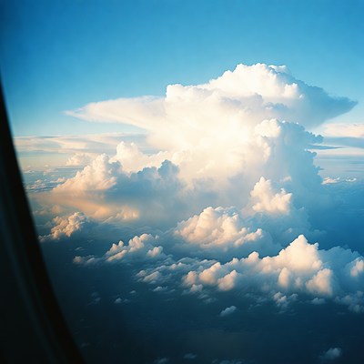 View of clouds from airplane window