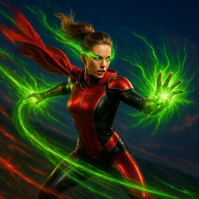 Woman with green energy powers
