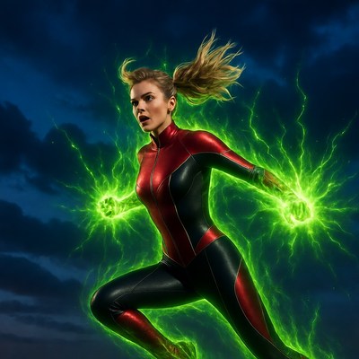 Character in action with energy effects