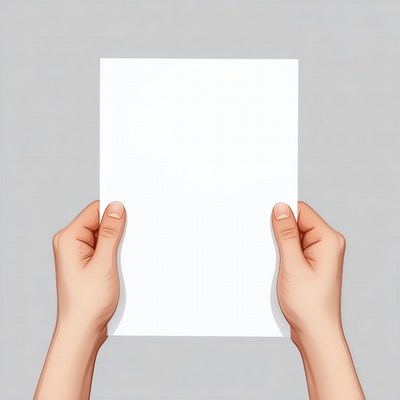 Holding a blank piece of paper