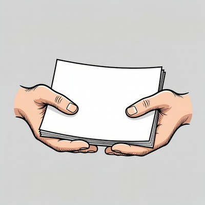 Hands offer blank papers for tasks