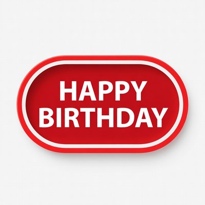 Birthday greeting sign in red color