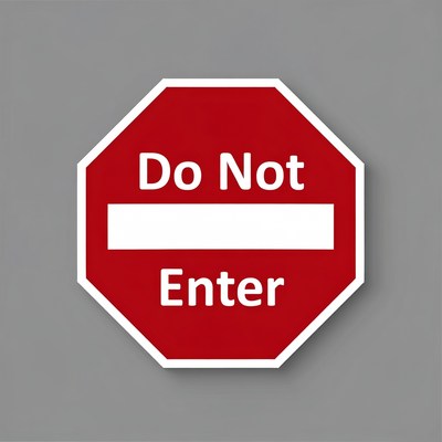 Sign indicates no entry for vehicles