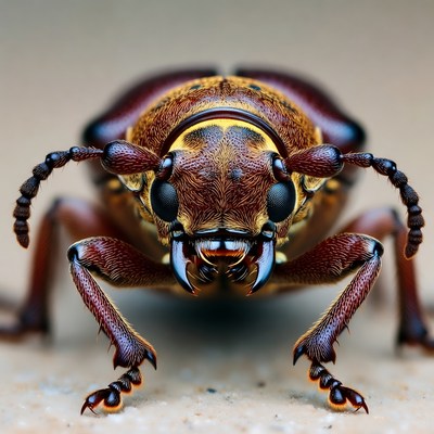 Beetle showing details on sandy surface