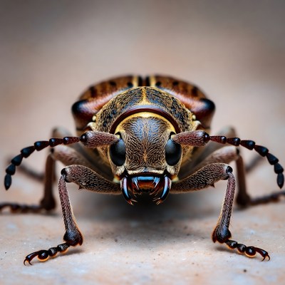 Close-up view of a beetle in detail