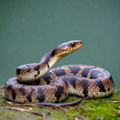 Snake on green background in natural setting