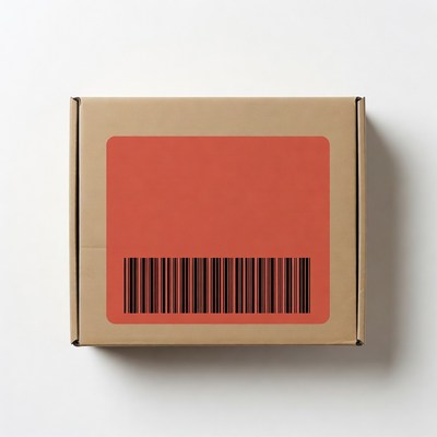 Delivery box with barcode sticker