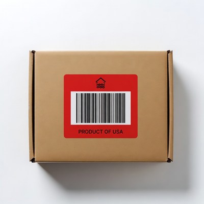 Package with barcode from usa