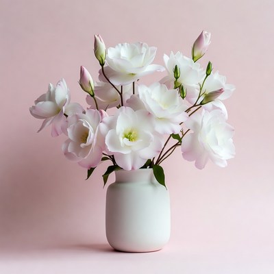 Display of white flowers in vase