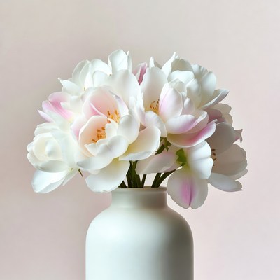 White flowers in a simple vase